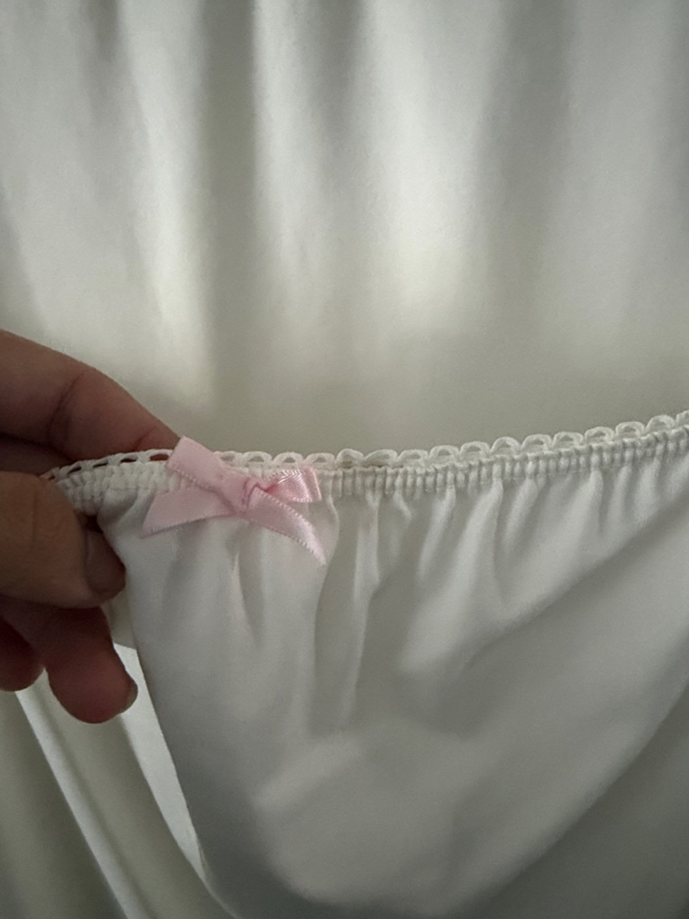 SHEIN White Long Sleeve Draped Bodysuit with Pink Bow - Picture 2 of 2